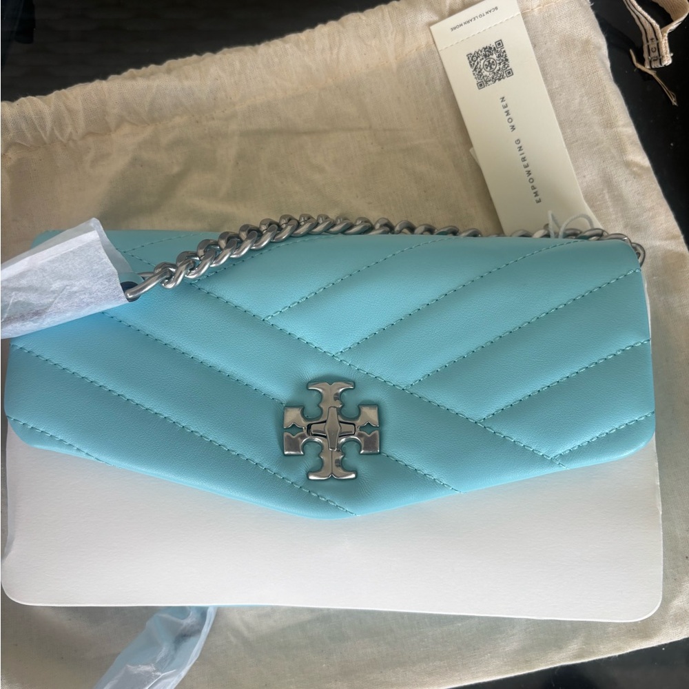 Tory Burch Aqua Quilted Crossbody Bag